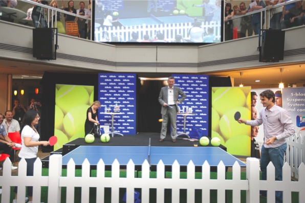 Roger Federer playing table tennis